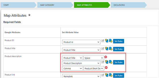 Mapping attributes in ELEX Google Shopping