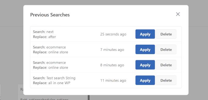 Reuse a past search and replace operation