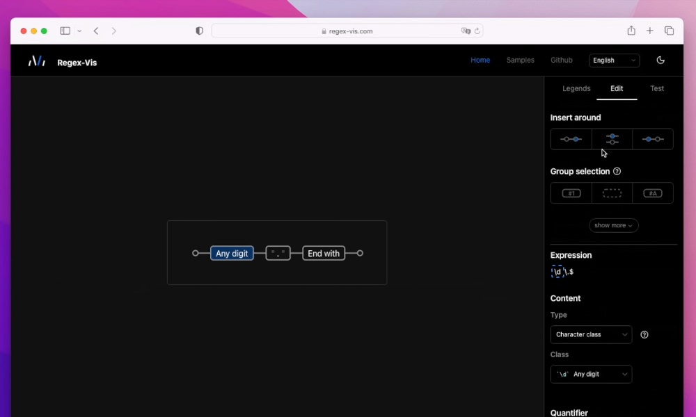 Regex-Vis interactive pattern visualizer
