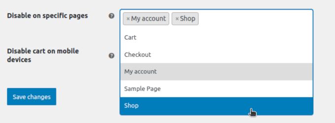 Hiding side cart on certain pages