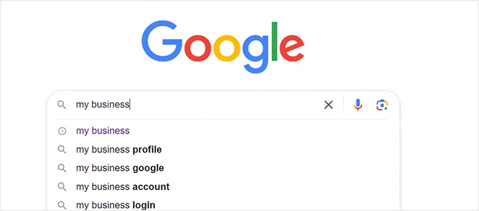 Type my business in Google search