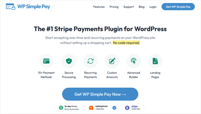 The WP Simple Pay payments and donation plugin for WordPress