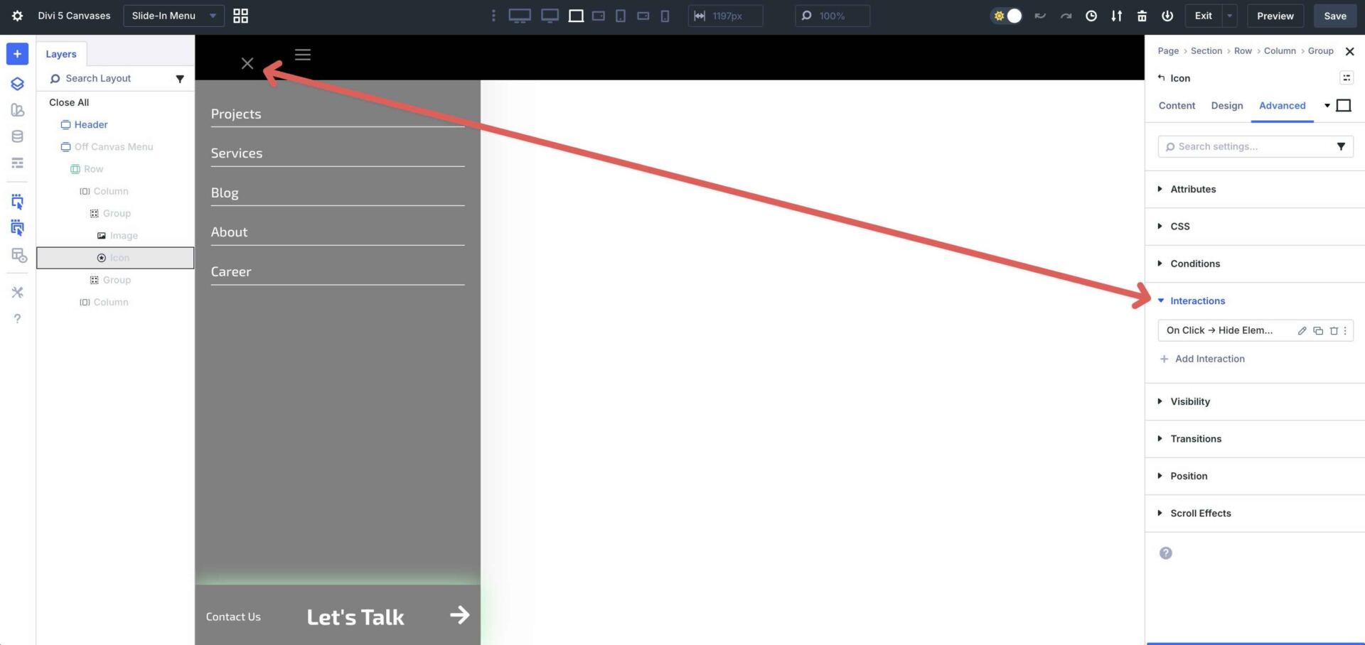 using Divi 5 Interactions with Canvases