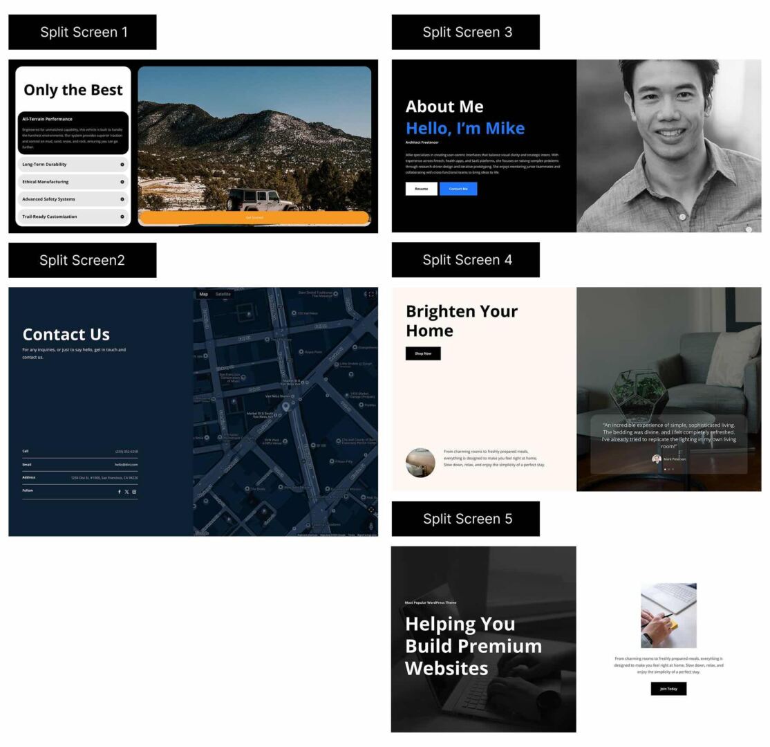 Split Screen Designs For Divi 5