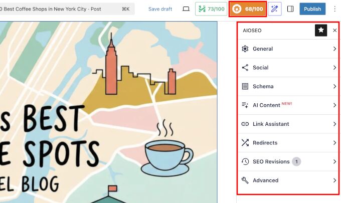 AIOSEO on page SEO options
