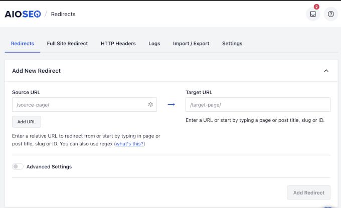 AIOSEO Redirect Manager
