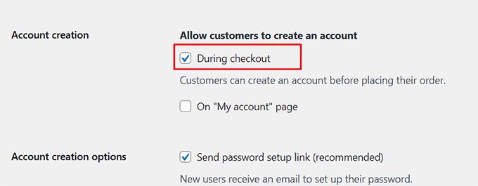 Allow shoppers to create an account during checkout in WooCommerce
