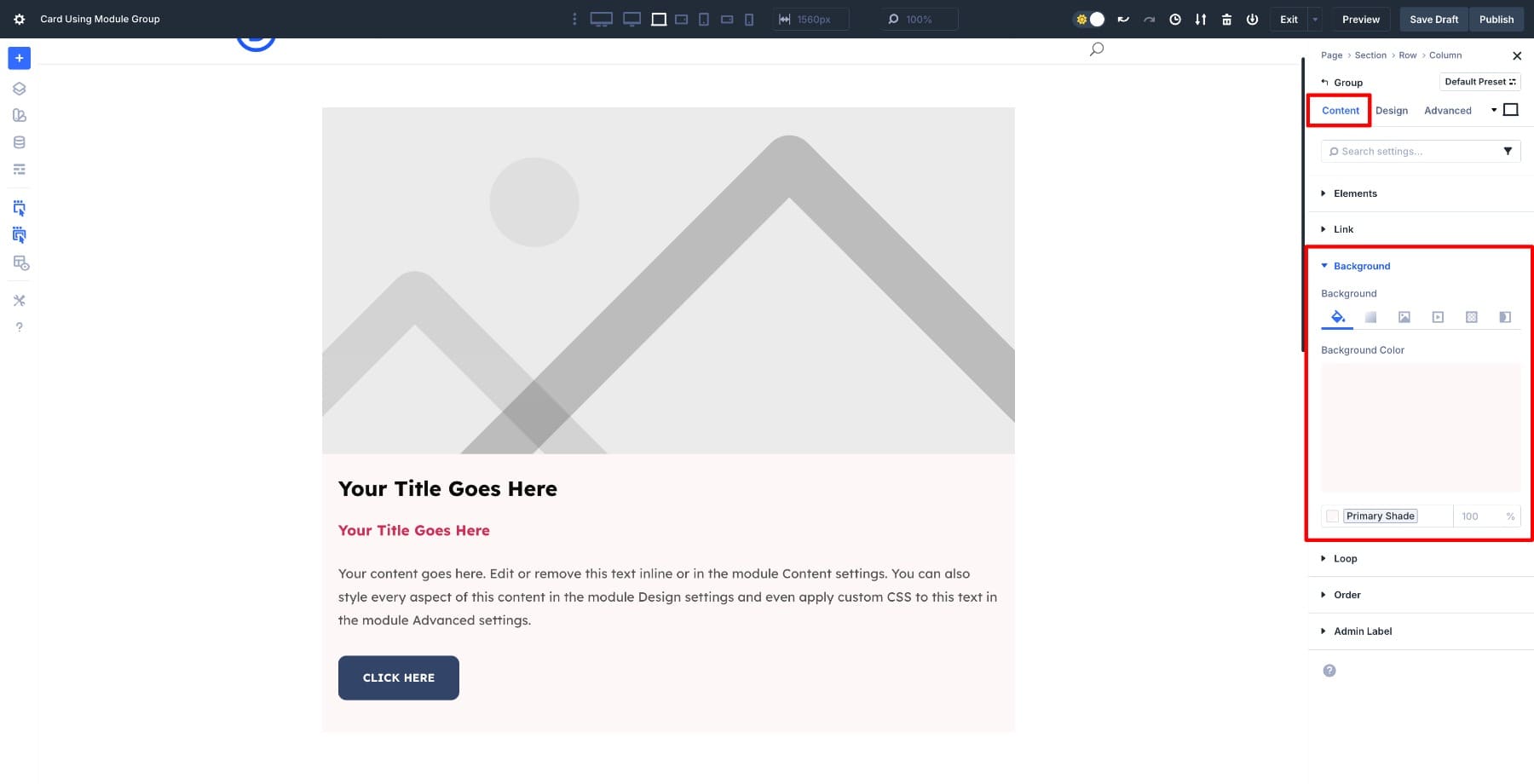 add background to module group