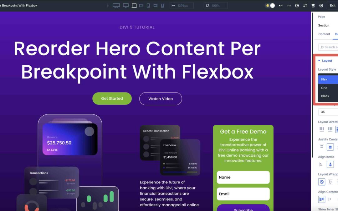 How To Reorder Hero Content material Consistent with Breakpoint With Flexbox In Divi 5