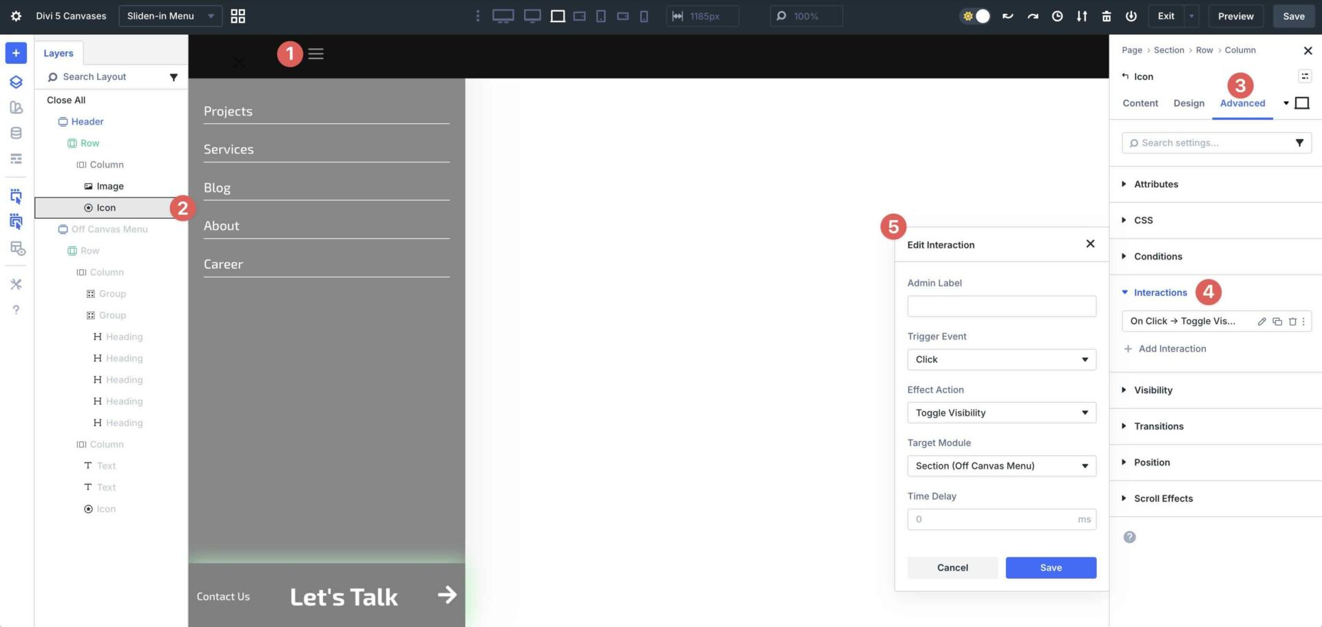 creating Interactions in Divi 5