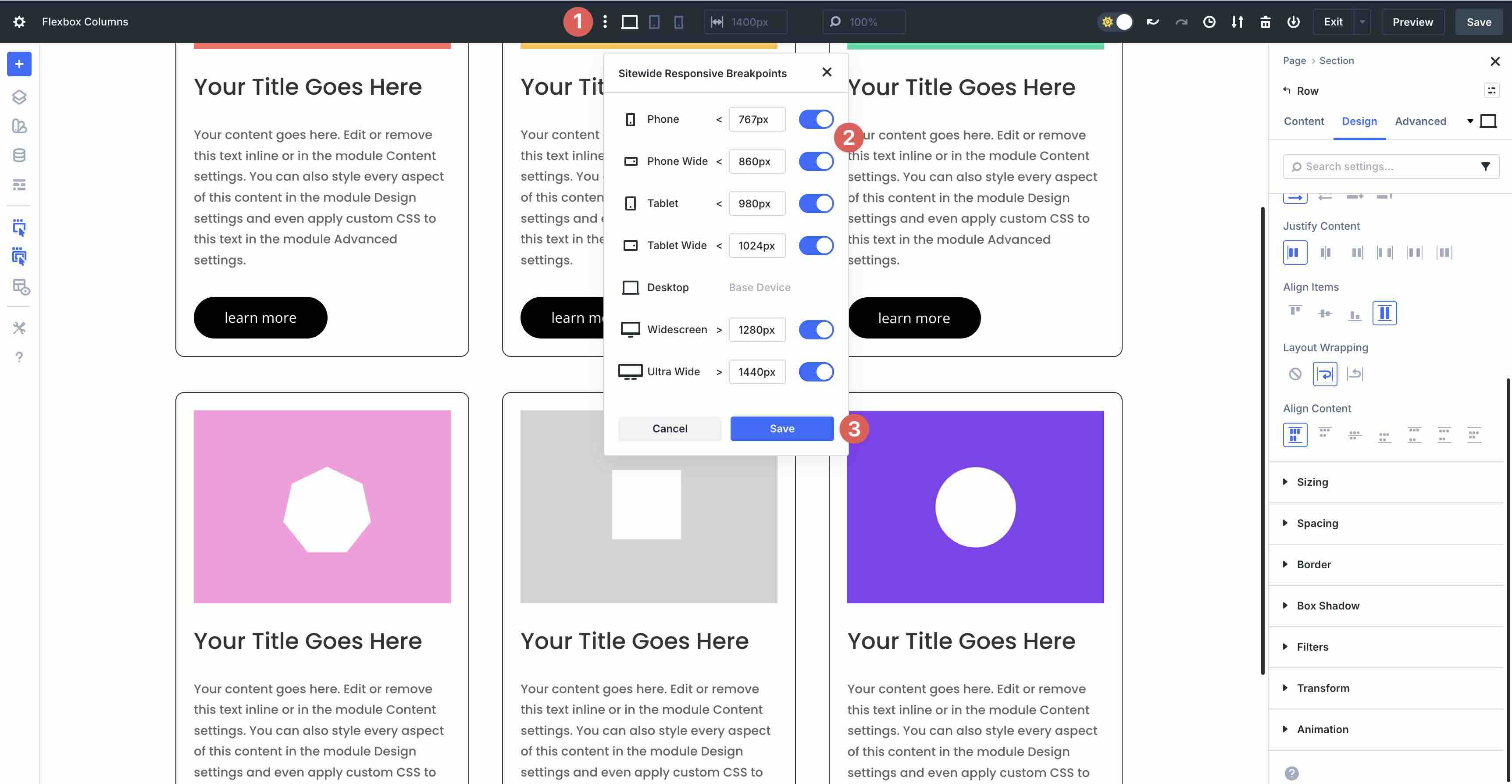 customizable responsive breakpoints