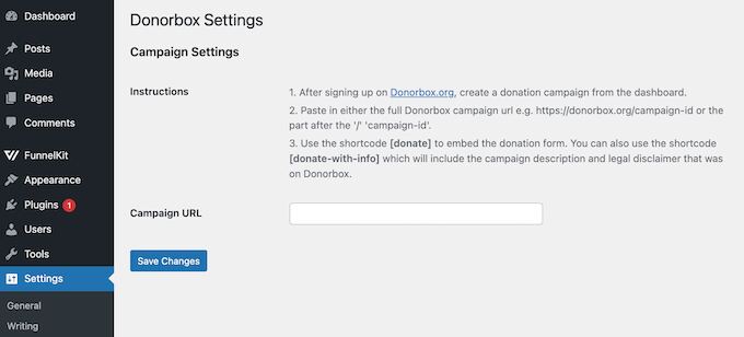 The DonorBox fundraising WordPress plugin