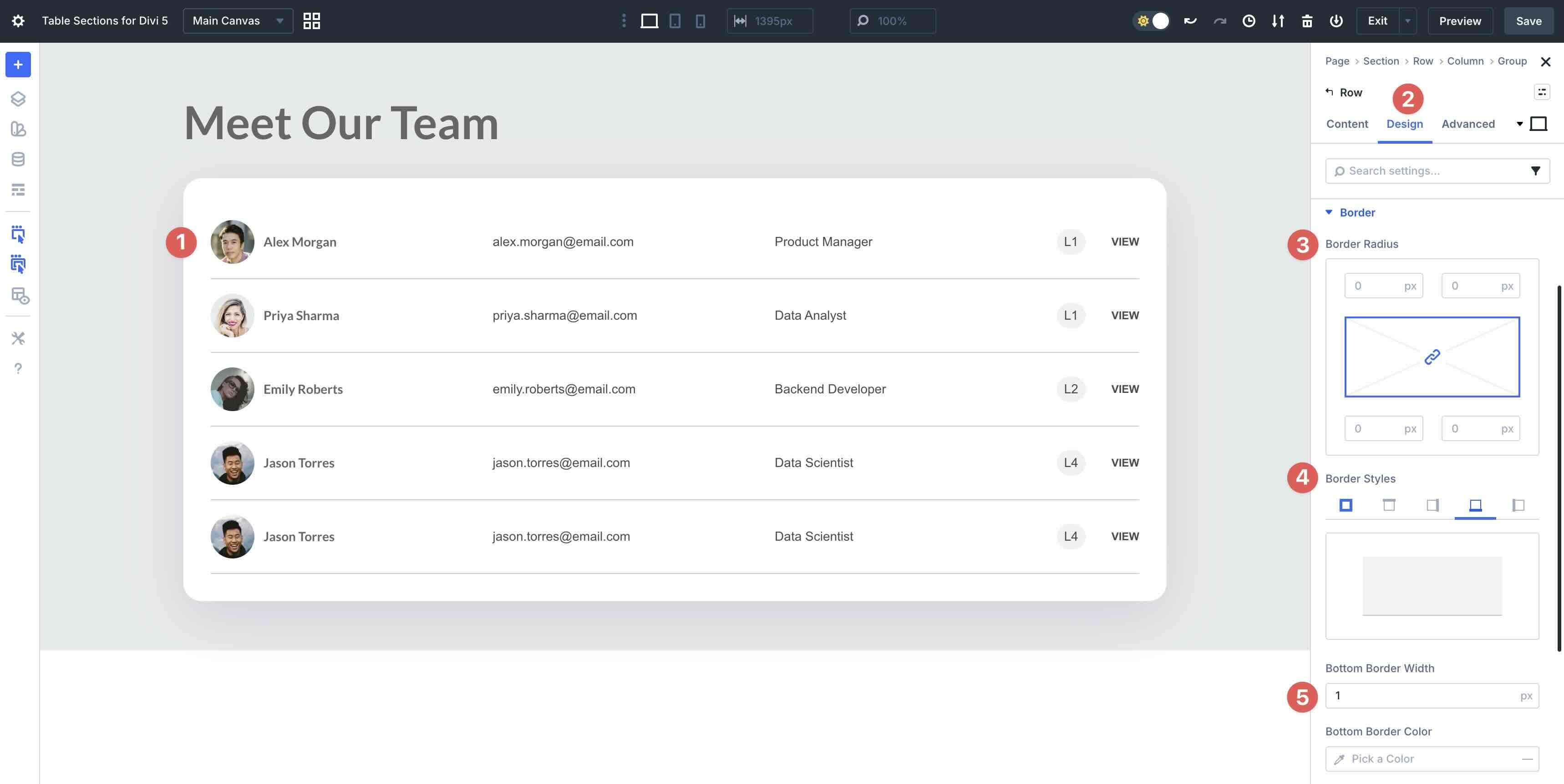 edit border styles in Divi 5
