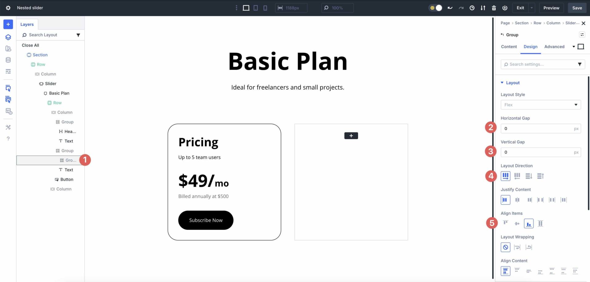 group alignment settings