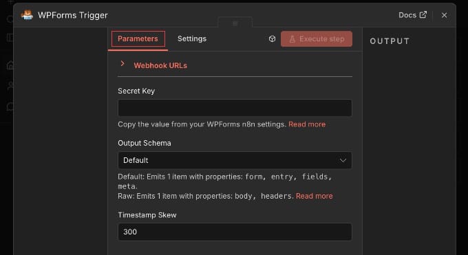 WPForms Trigger Parameters in n8n