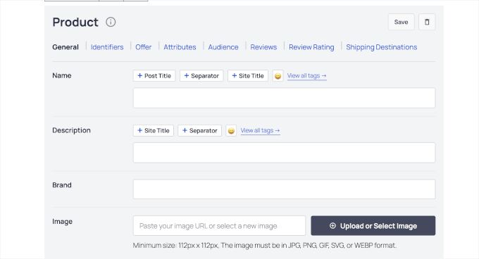 Product schema block in AIOSEO
