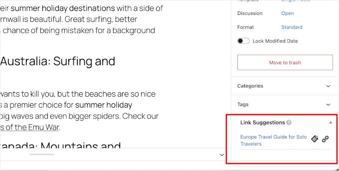 Link suggestions in Rank Math