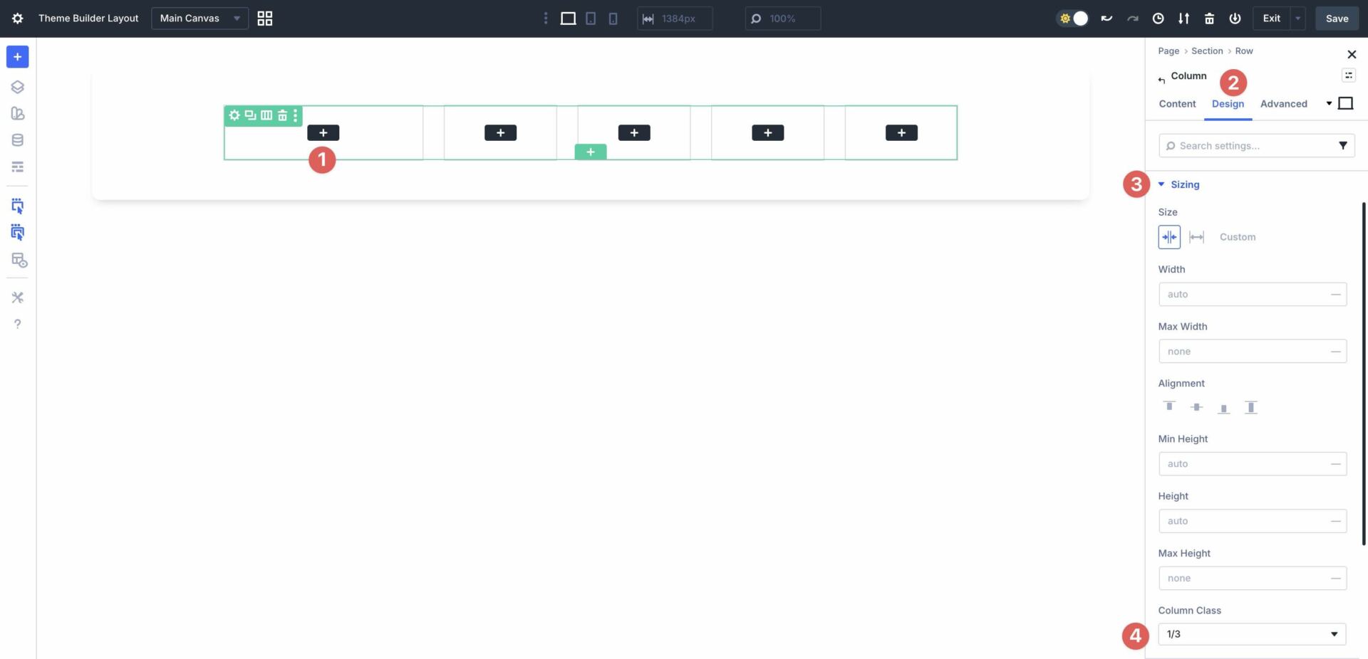 set column width in Divi 5