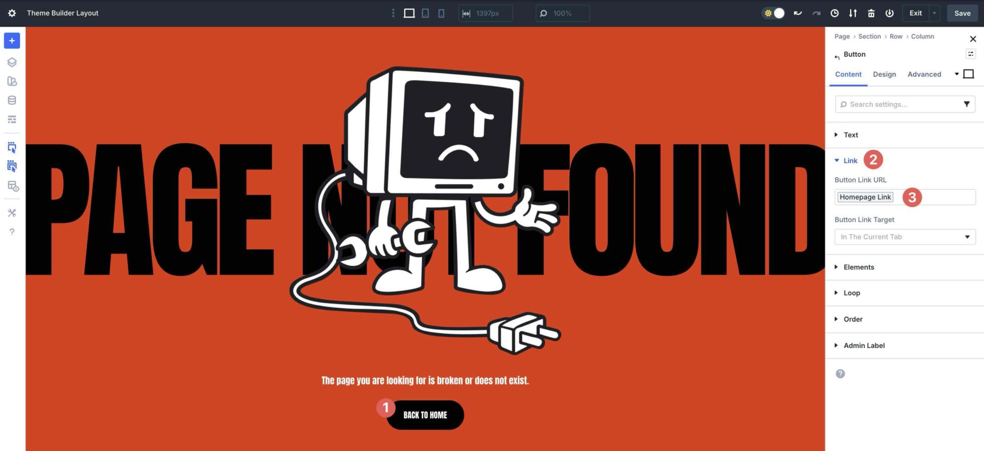 update button link in Divi 5