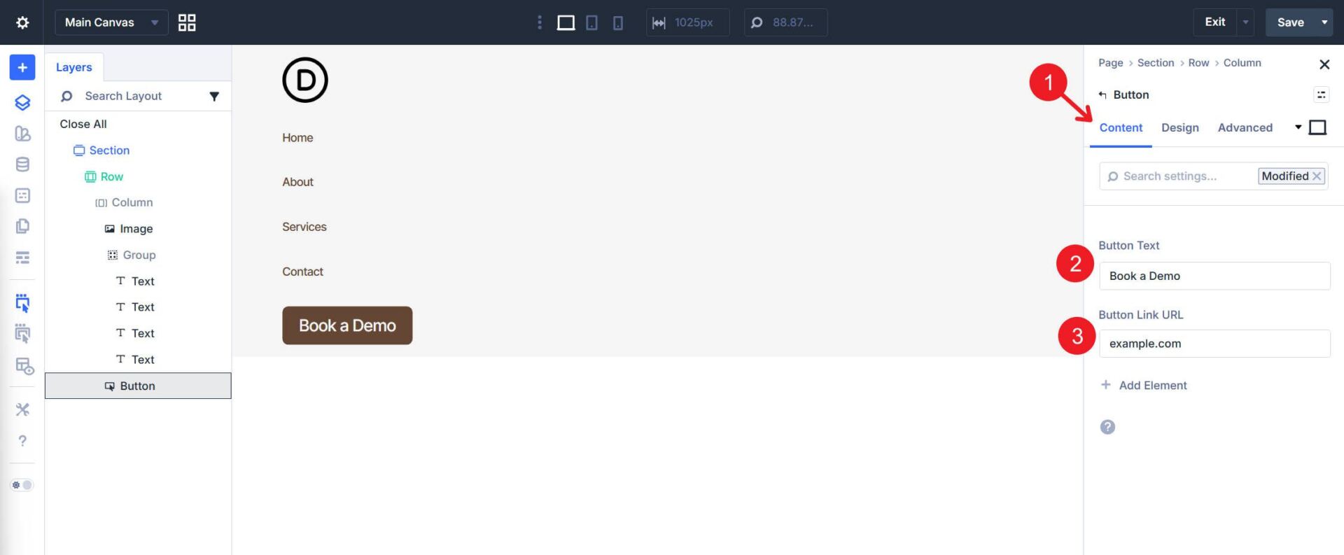 Set Button Text, Link URL, and any Styles you want