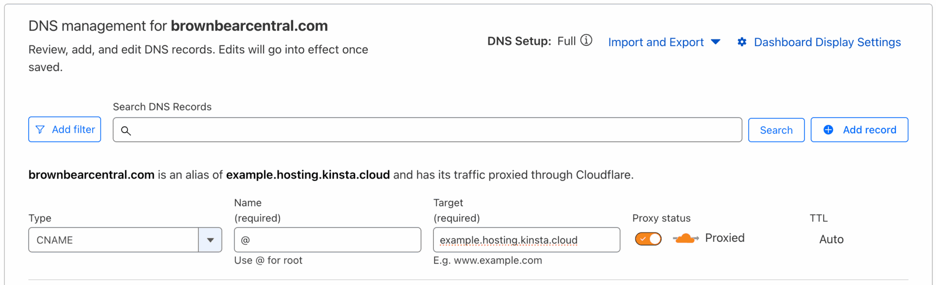 Cloudflare cname record.
