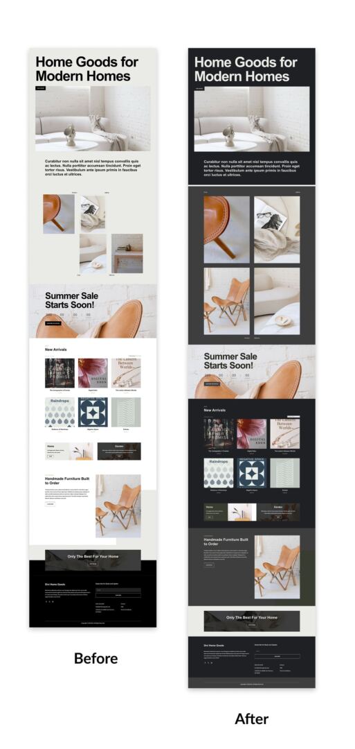 dark mode and light mode preview