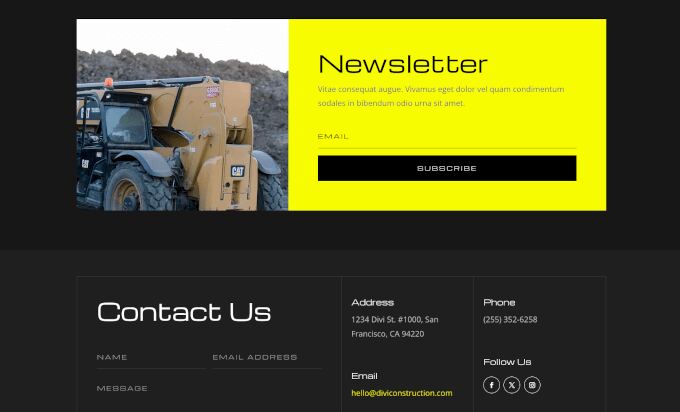 Divi's newsletter and contact forms