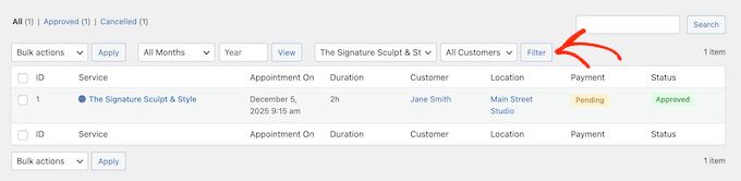 Filtering the calendar view using Sugar Calendar Bookings 