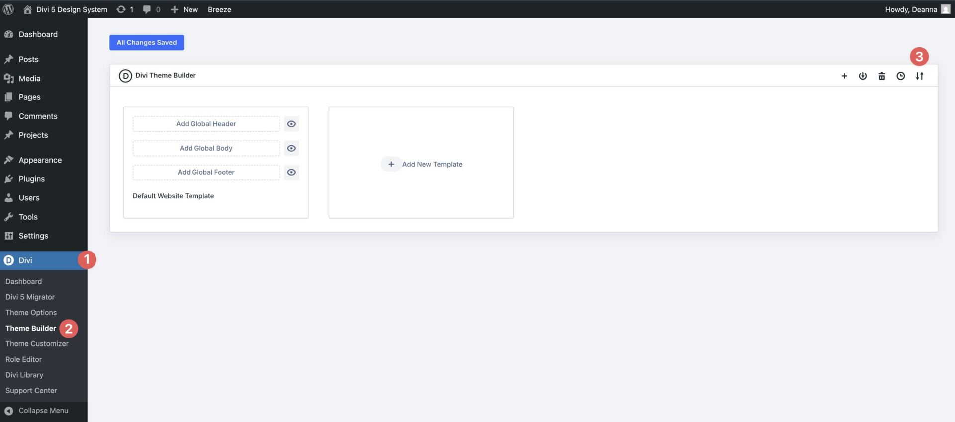 import theme builder templates