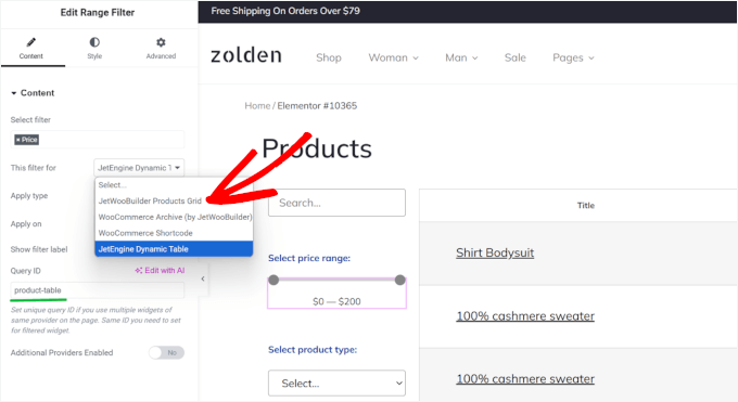 Creating a JetSmart filter set using Elementor