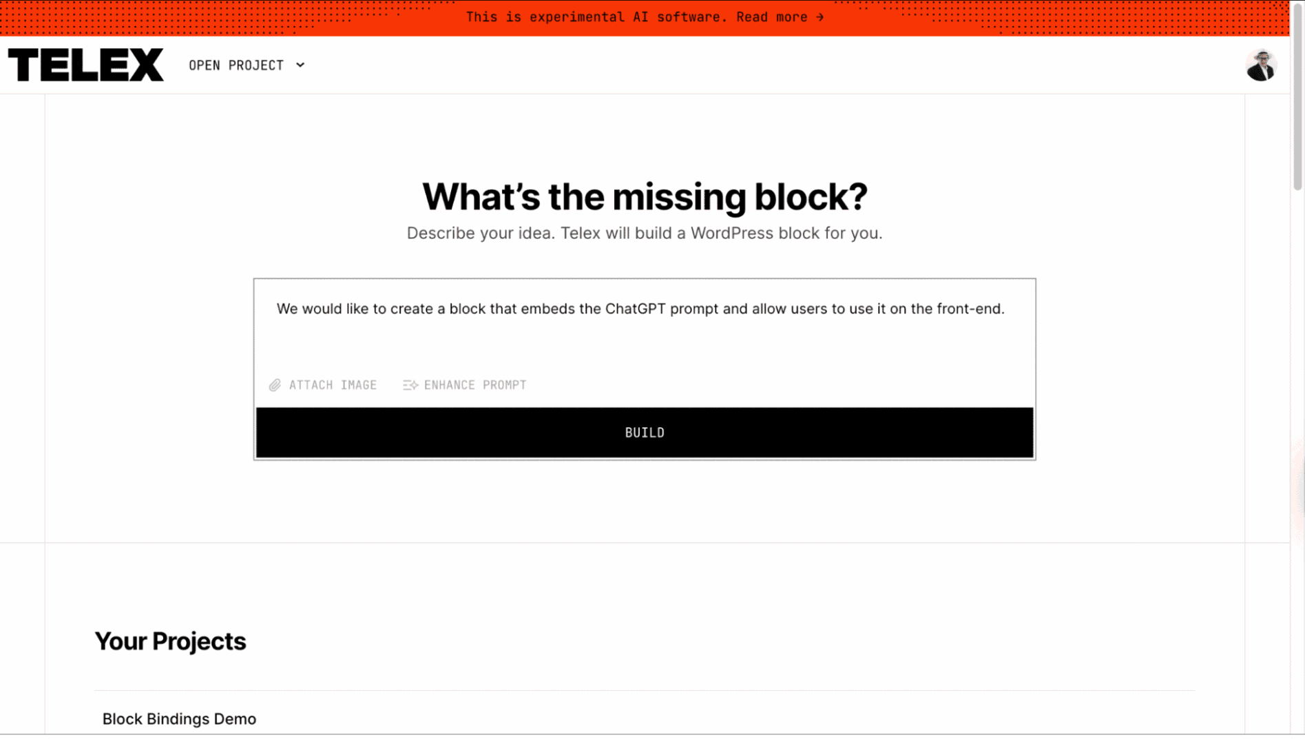 Telex interface showing an input prompt for configuring an automation.