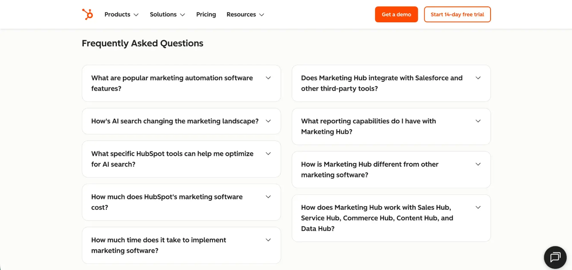 voice search optimization, example of faq section from hubspot