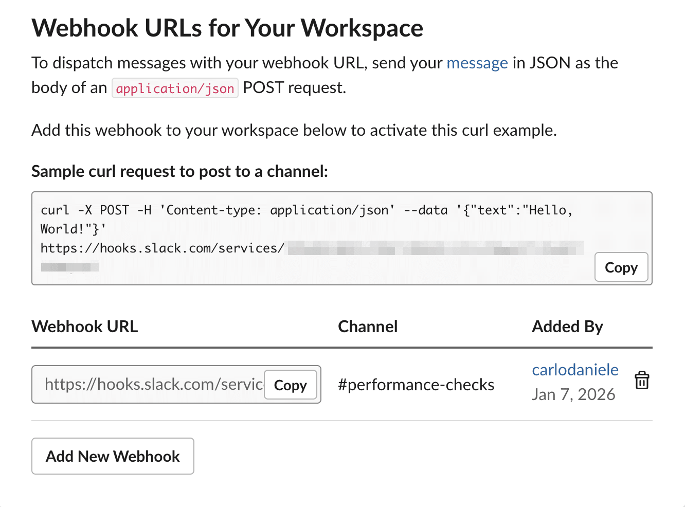 Webhook URLs for your workspace