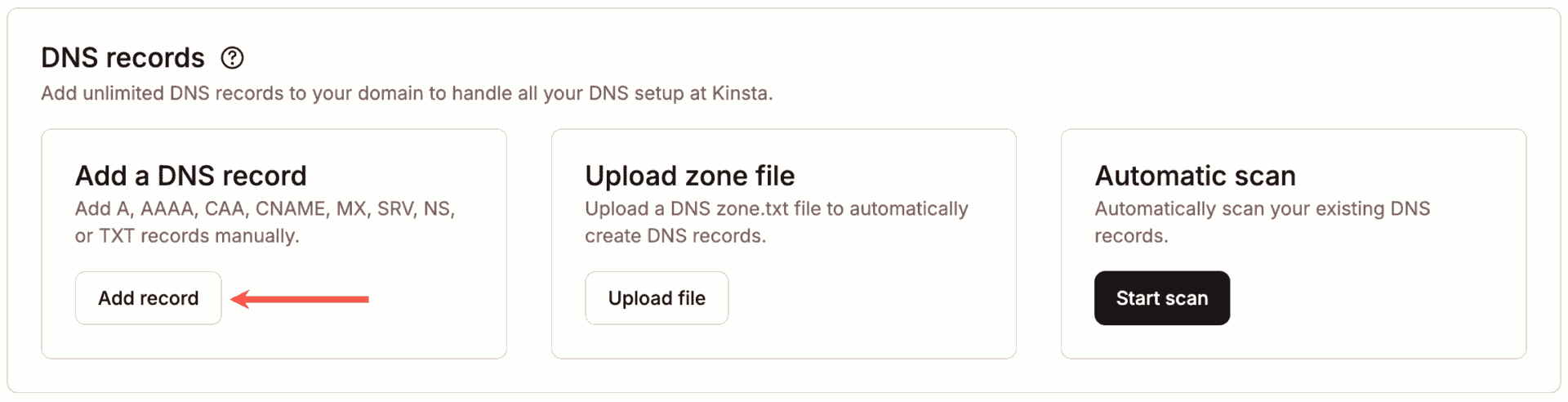 Add a DNS record within MyKinsta