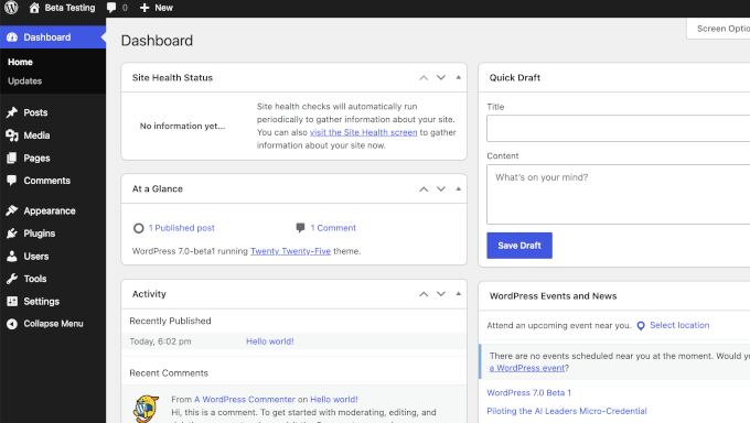 WordPress admin design refresh