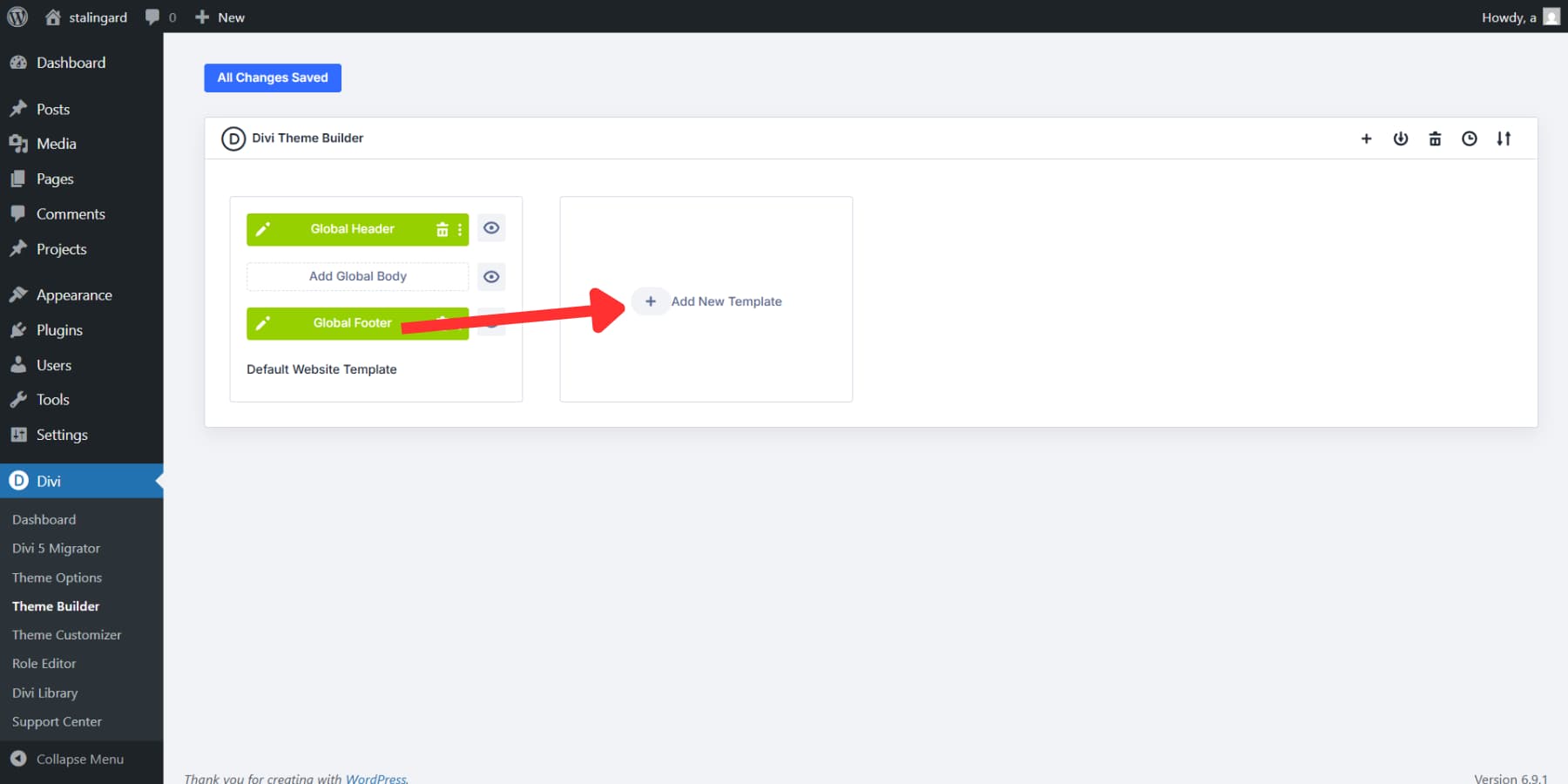 A screenshot of adding a new template for the post