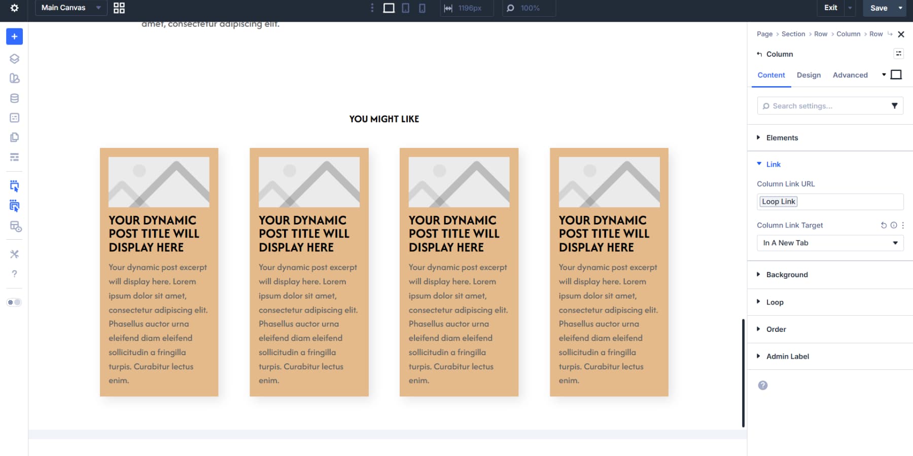 A screenshot of enabling loop links for the additional posts sections in Divi 5