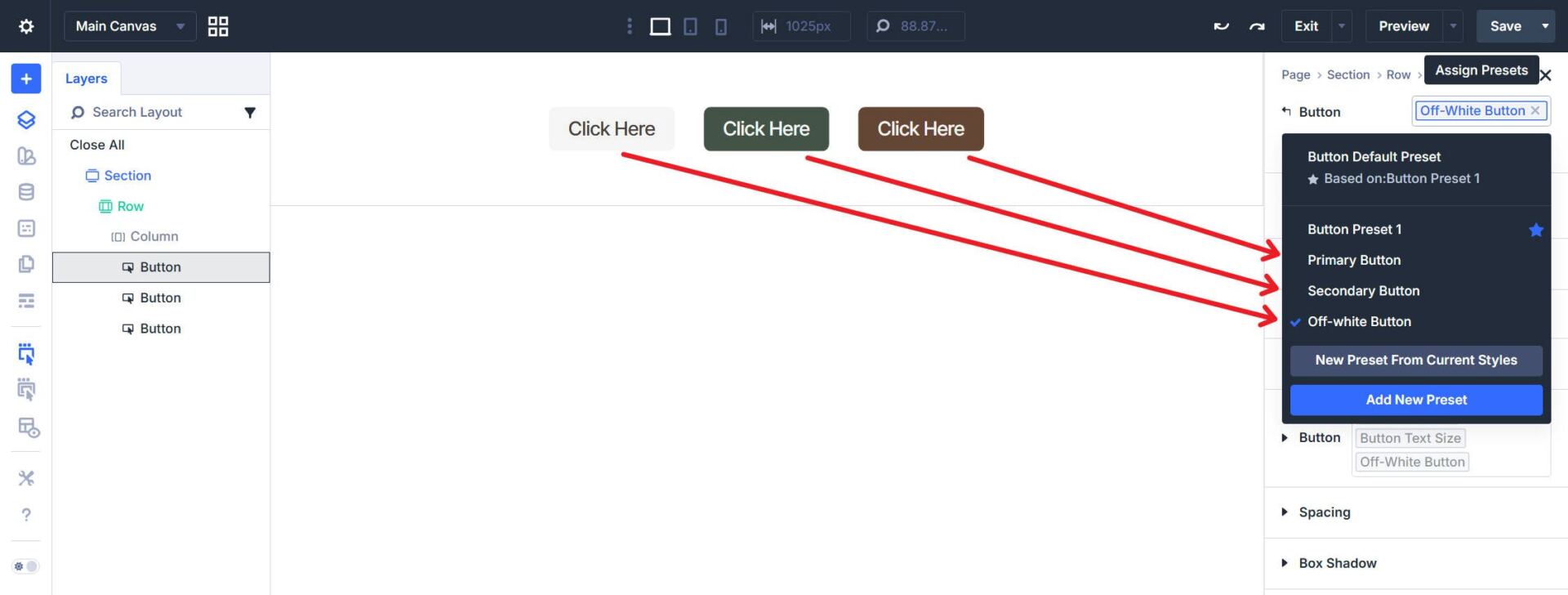 All Three Color Button Presets