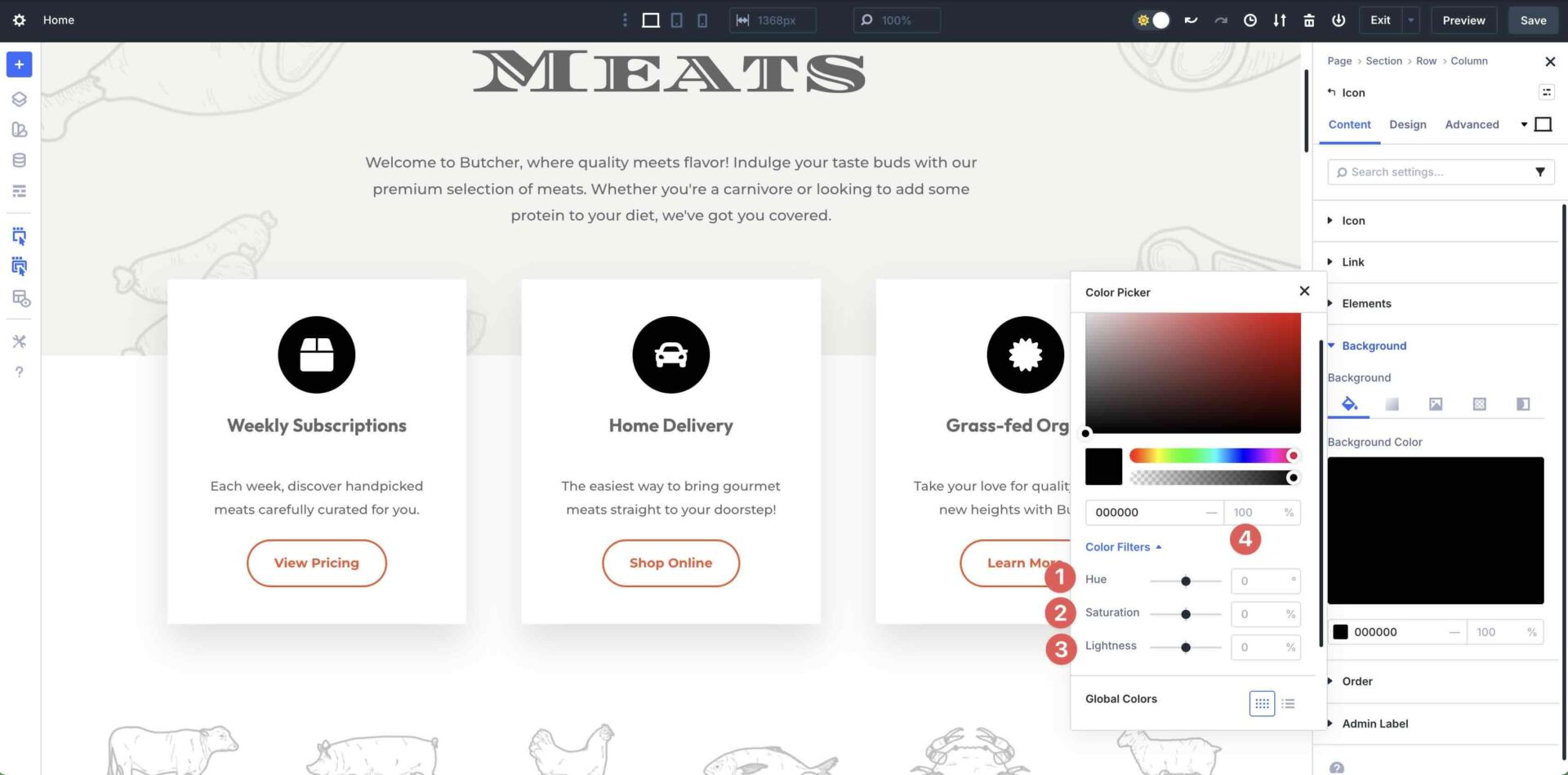 HSL color filters in Divi 5