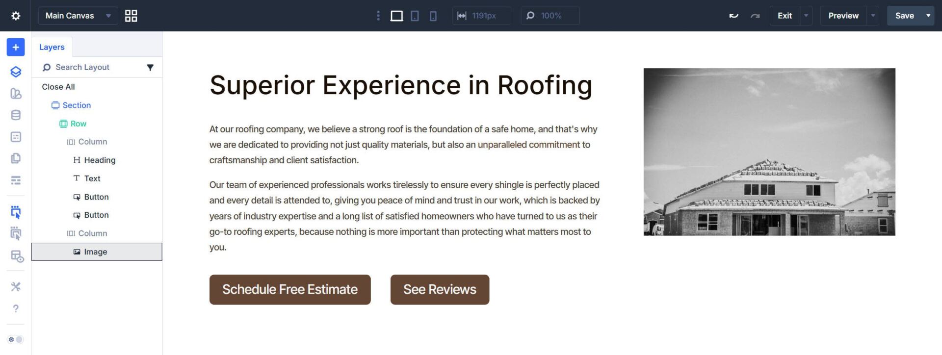 Hero Section Structure plus Content