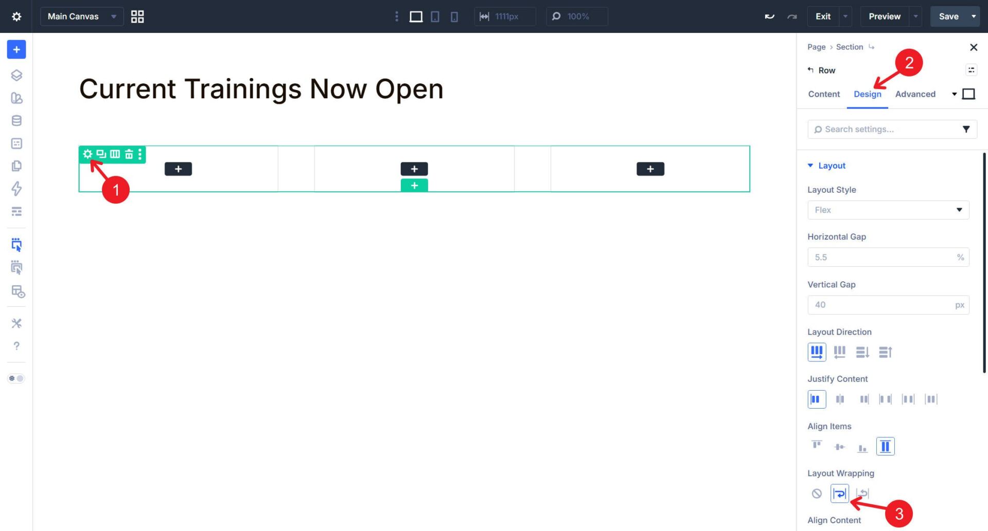 Set Flex Wrap on 3 column row