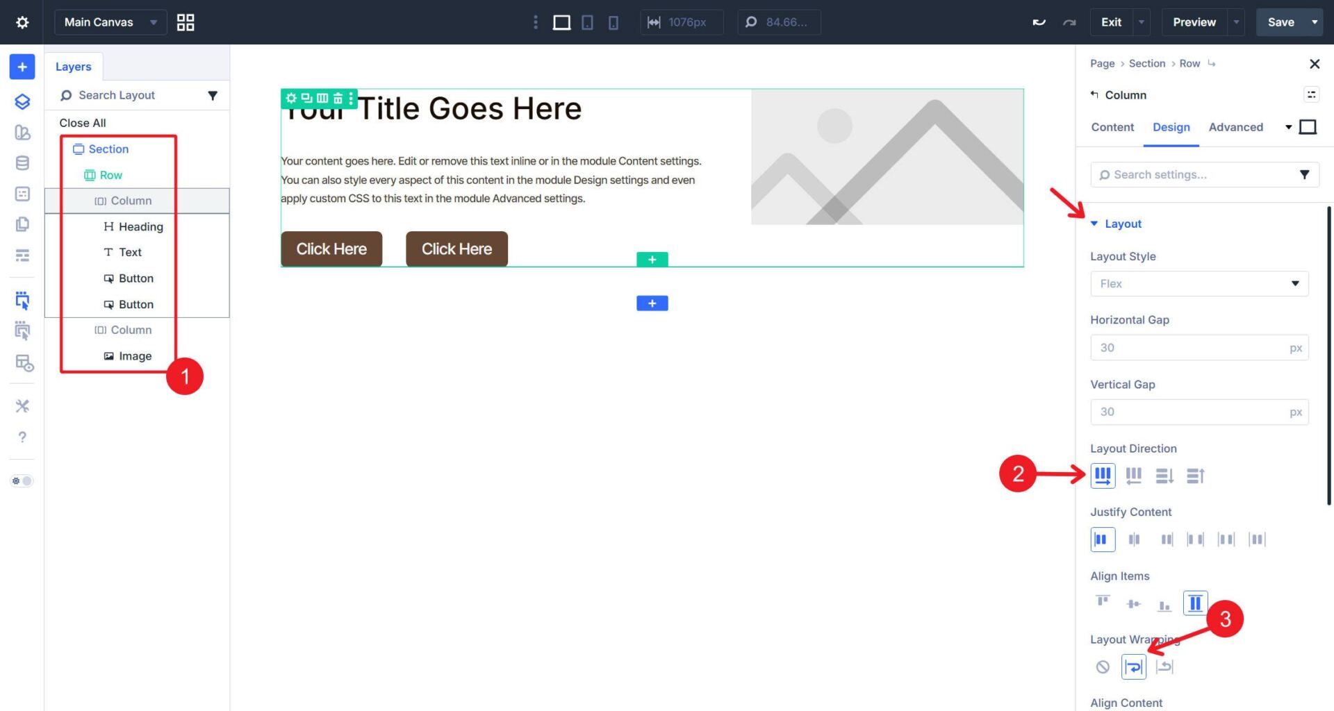 Structure for Hero Section All Containers and Modules