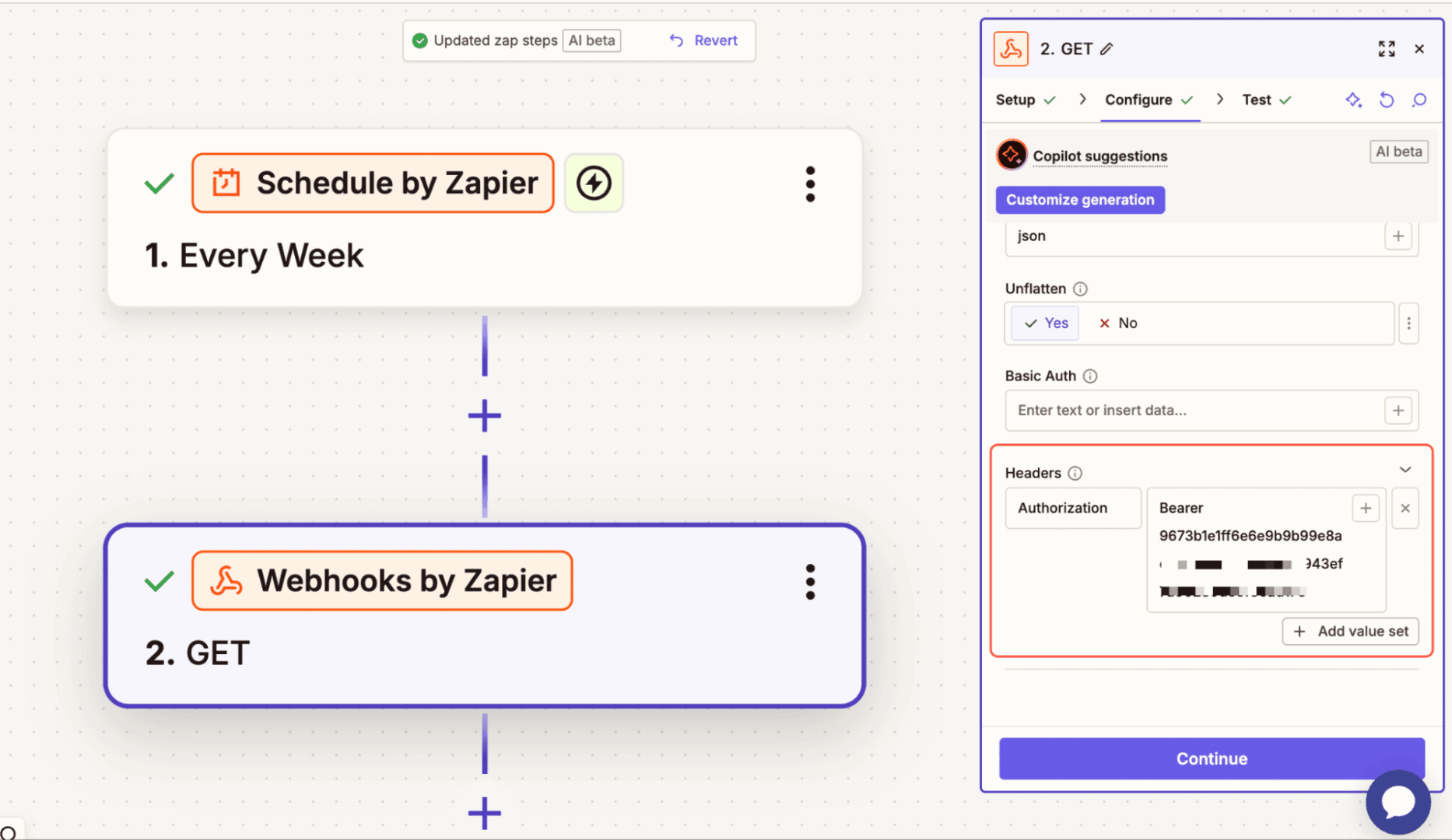 Add auth key zap.