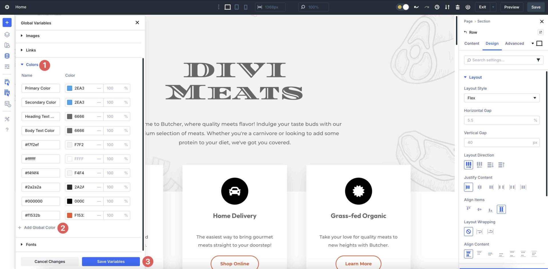adding a color variable in Divi 5