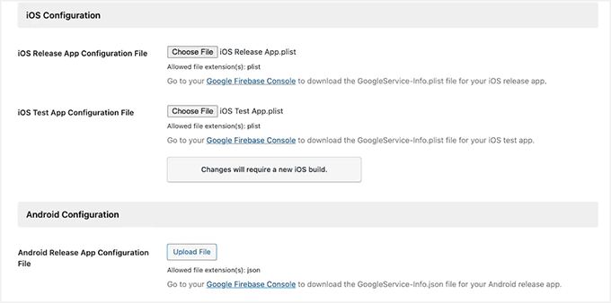 Add android and iOS apps Firebase file in MemberPress AppKit