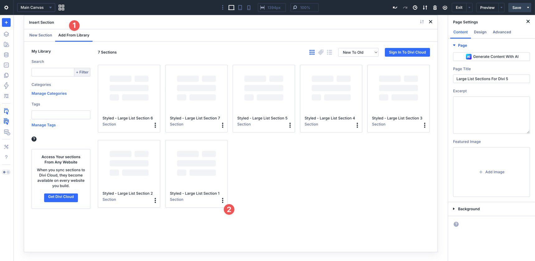 Large List Sections For Divi 5