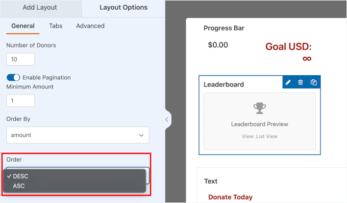 Adjusting the leaderboard's order