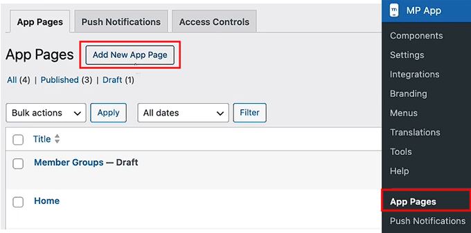 Create an app page in MemberPress AppKit