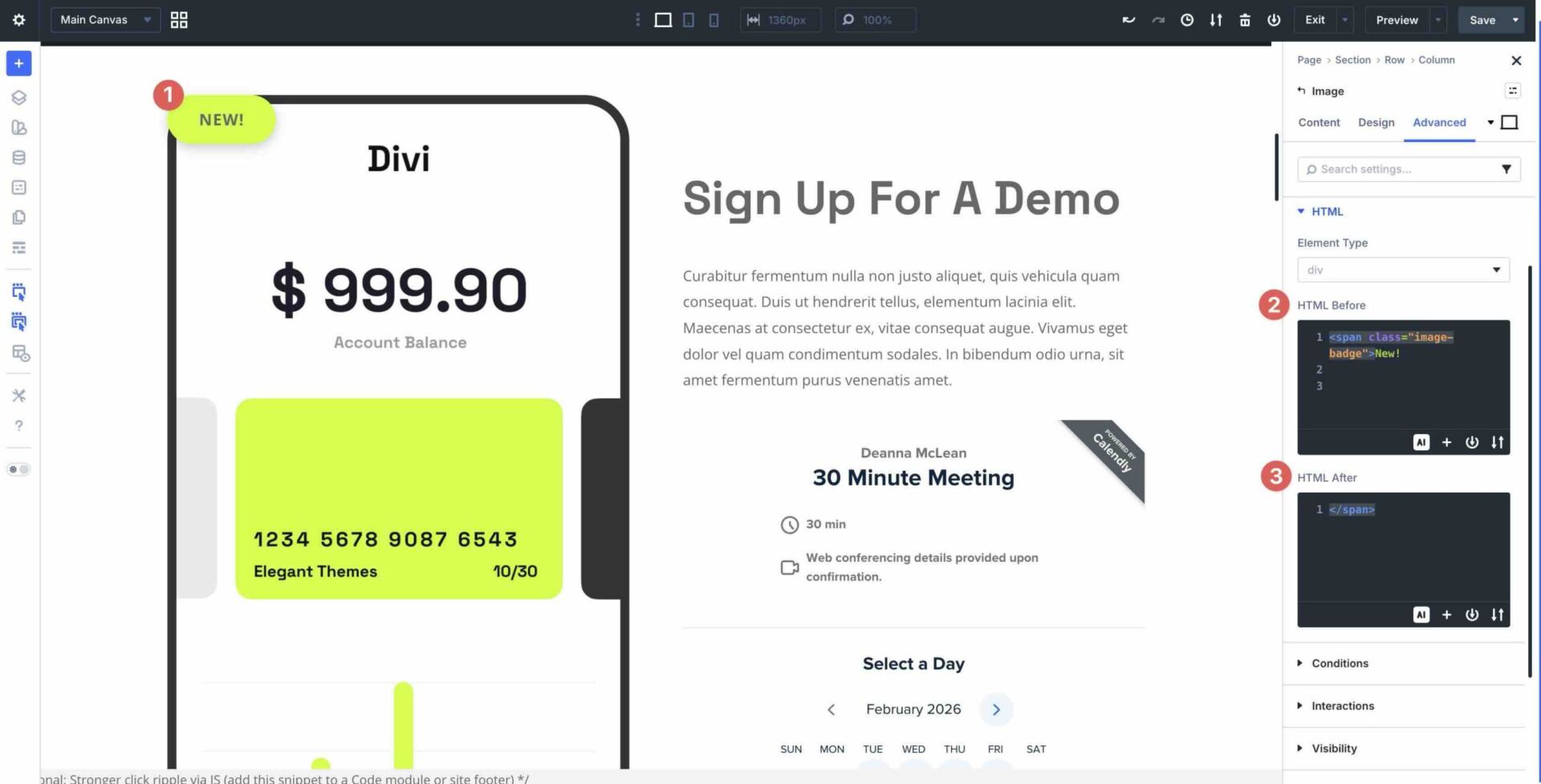 Creating an image label with HTML before and after