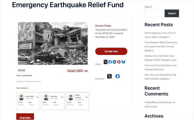 Charitable campaign with a leaderboard